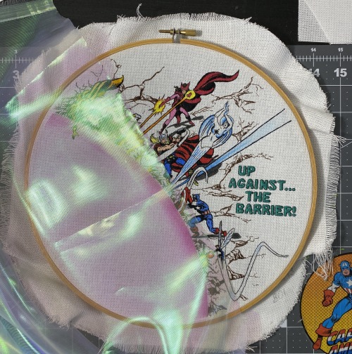 process for The Avengers 233 cover embroidery