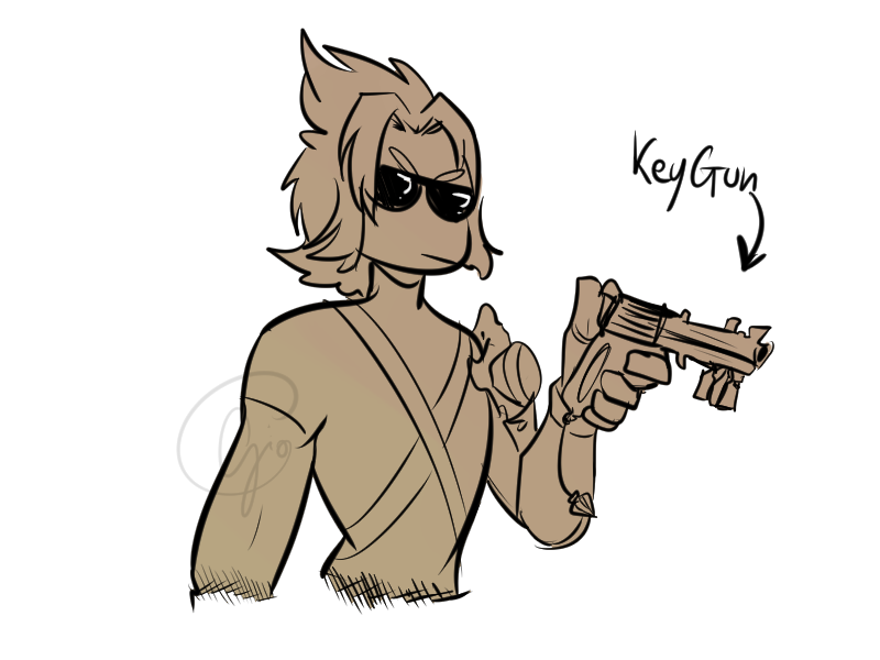 slightly-gay-pogohammer:    the keygun. a keyblade but it’s a gun  quoting my gf,