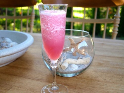 Frozen French Lemonade 1 oz Alize Red Passion liqueur &frac12; oz lemon vodka 1 oz water 4 oz le