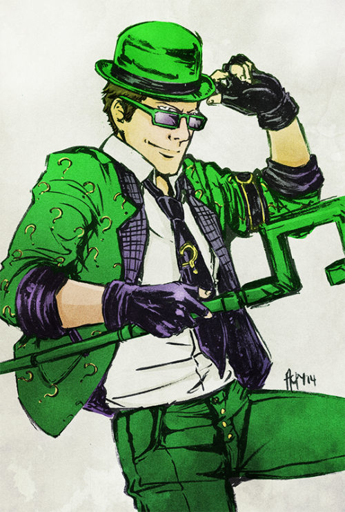 Riddler brush pen sketch card for @higgystar with quick colours! Done for my 300 followers giveaway 