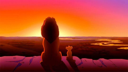 allnerds:Everything the light touches is our kingdom. A king’s time as ruler rises and falls like the sun. One day, Simba, the sun will set on my time here, and will rise with you as the new king.  