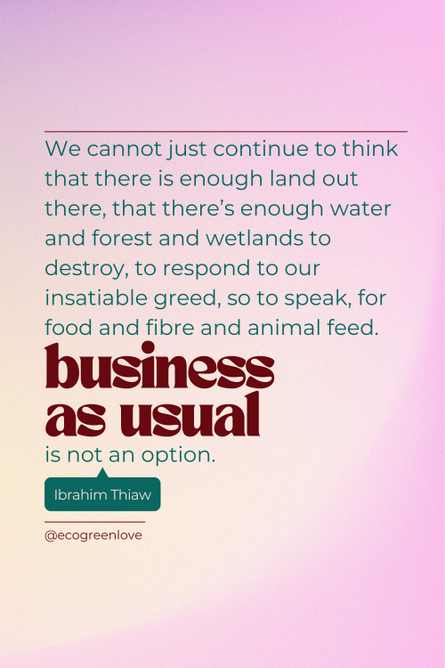 “We cannot just continue to think that there is enough land and water to destroy for food and 