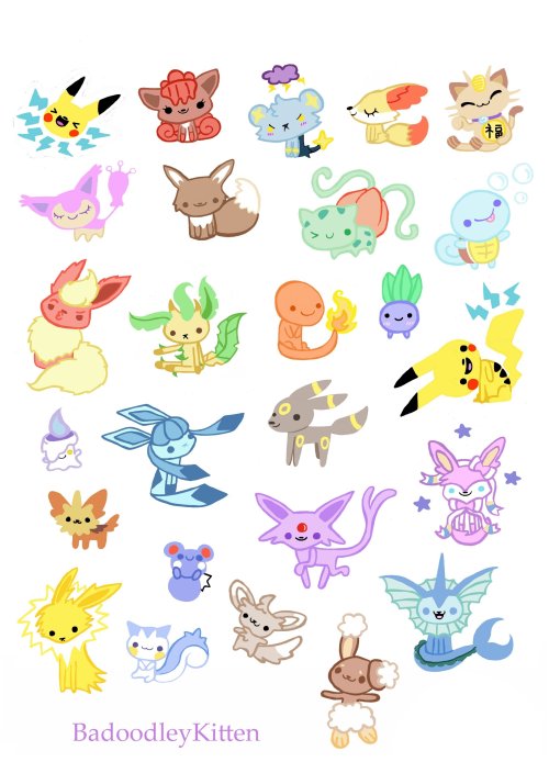 badoodleykitten:  kawaii pokemon sticker flakes by badoodleykitten.  