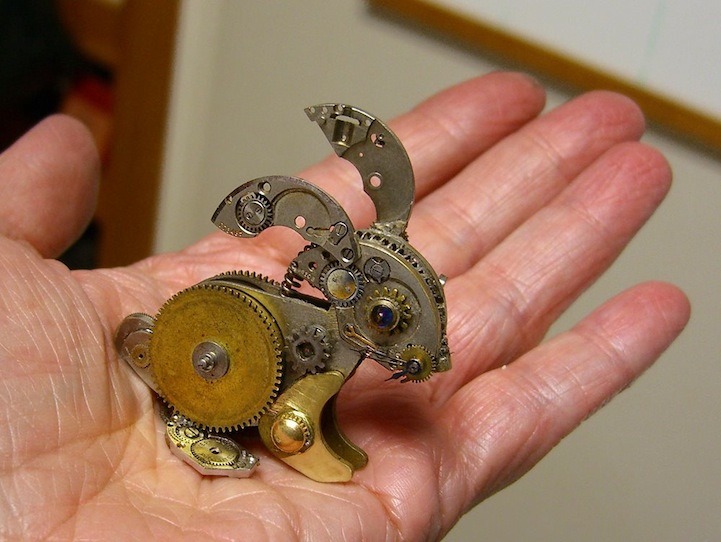 mymodernmet:  Watch sculptures by Sue Beatrice Tiny sculptures made of recycled vintage