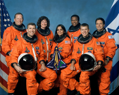 humanoidhistory:Portraits of STS-107 crew members who perished when the Space Shuttle Columbia disin