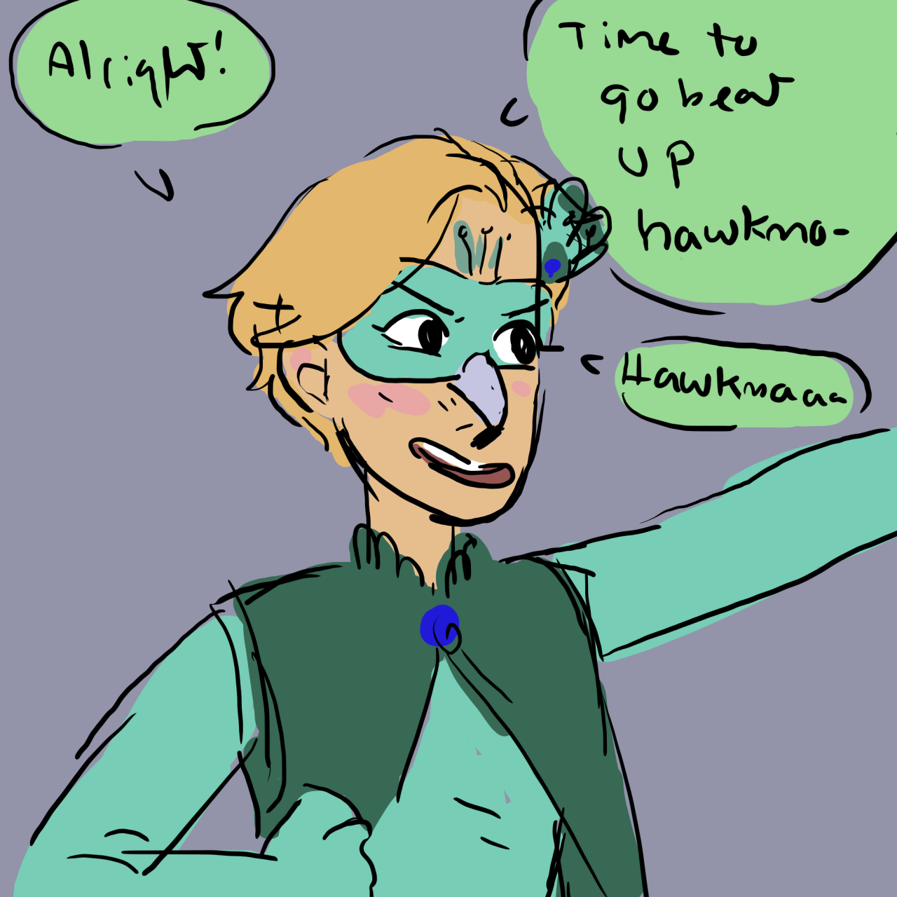 frogopera:  when you’re allergic to feathers but you gotta go beat up your father