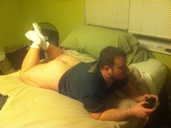 robbster79:  huskybear87:  I had a friend snap some pictures of me while I was playing some video games.  Damn I would be right there playing along with u