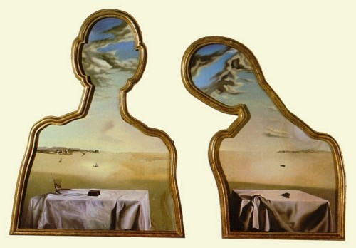 salvadordali-art - A Couple with Their Heads Full of Clouds,...