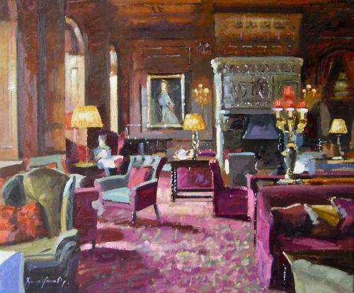 Great Hall, Cliveden    -    Bruce YardleyBritish,b.1962-Oil on canvas, 51 x 61 cm (20.1 x 24 in)
