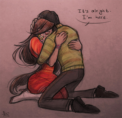 red-roka:Milla is upset, and Sasha is comforting her ヽ(*·ω·)ﾉ