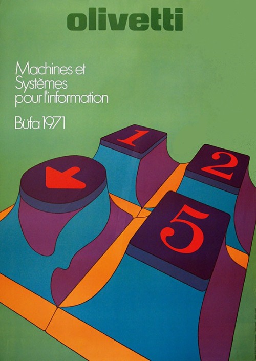 Walter Ballmer & Titti Campagnoli, artwork for Olivetti poster, 1971. Advertising the participat