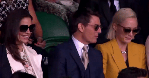 threeoaksy: Tom Cruise, Hayley Atwell, and Pom Klementieff at the 2021 Wimbledon women’s final