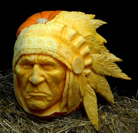 moarrrmagazine:  COLOR OF THE DAY: ORANGE Incredible pumpkin carvings by Ray Villafane