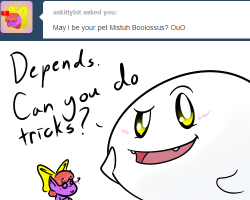ask-boolossus:  We don’t want a boring pet who just lies around all day, y’know!   D'aww x3 Cute :3