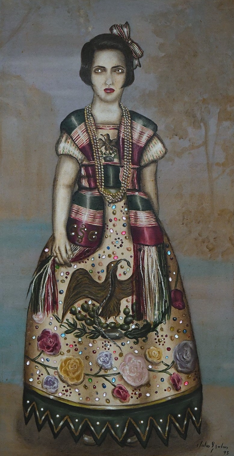 Julio Galán (1958-2006) — Sofia dressed as a China Poblana (oil on canvas, 1993)