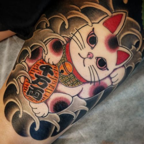 #まねきねこ #cattattoo #backpiecetattoo LINE: @ blackeyes #武蔵梵天 #彫浅 #高津区 #溝ノ口 #横須賀 #刺青 #横須賀タトゥー #和彫り #入墨 