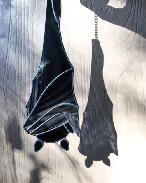 sosuperawesome:  Stained Glass Snoozing Bats  The Pomegranates Crown on Etsy See our #Etsy or #Stain