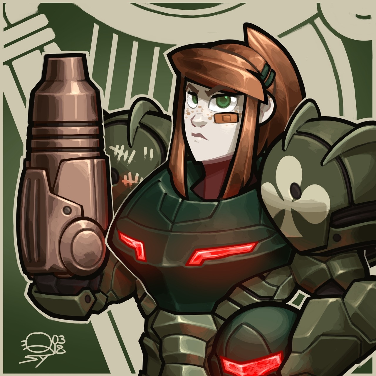 qsy-draws-a-lot:Shamus Aran wishes you a happy St-Patrick’s day :y