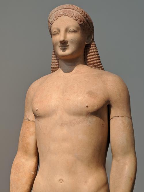 historyarchaeologyartefacts:Kouros statue, Archaic Greece ca. 600 BC, marble, [3024x4032] OCSource: 