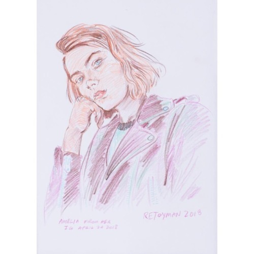 @retoyman Portrait of Amelia Zerbe from her IG April 24th 2018. I made few drawings and paintings as