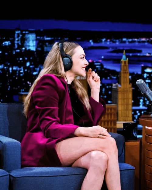 atomicwinter:Amanda Seyfried during an interview with host Jimmy Fallon on Tuesday, April 5, 2022