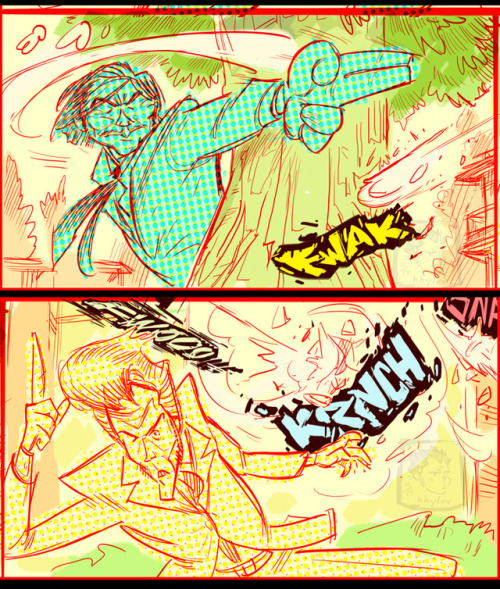 Some lame comic panels I did of Eastwood and Bronson playing cops &amp; robbers. Or, detectives &amp