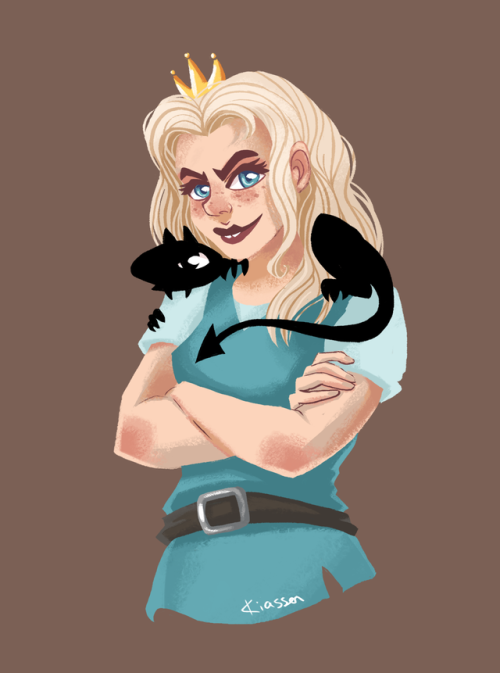 A finished version of my earlier sketch. Princess Bean and her weird cat from Disenchantment.on dA