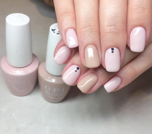 Pretty gel mani a combination of nude colors @opi {Lisbon wants moore} & {Do you take Lei away} 