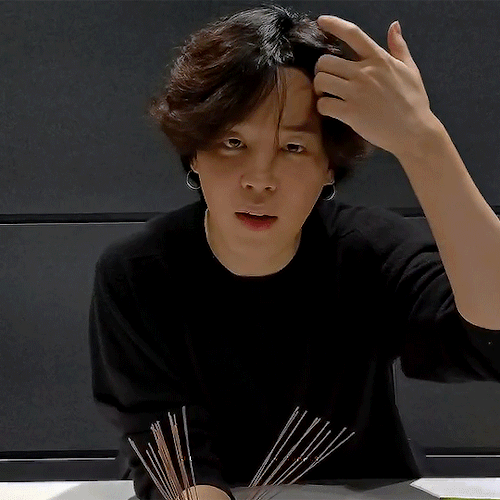 Jimin Pushing His Fluffy Long Hair Back