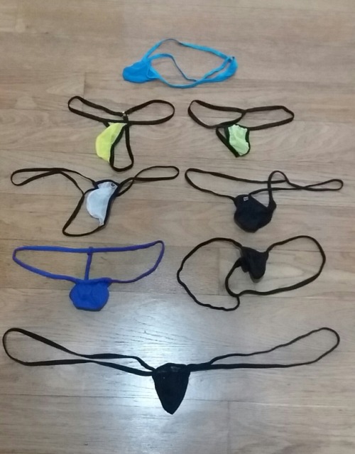 My extreme micro thong/gstring collection; they barely cover the goods but are super sexy and fun to