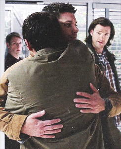 flying-assbutt:  raisinghellwithcastiel:  I love this because  1. Destiel hug 2. reverse purgatory hug 3. Sam’s face 4.Dean looking at Sam and letting go of Cas like “Baby, Sammy is watching…let go…”  and that random background dude  