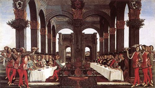 amatesura:Botticelli,Marriage Feast of Nastagio degli Onesti (1483) Hannibal 3.01, Antipasto 