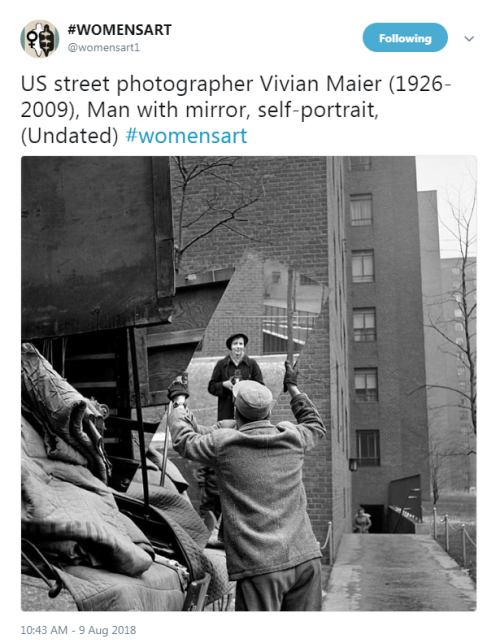 “US street photographer Vivian Maier (1926-2009), Man with mirror, self-portrait, (Undated)” Source: