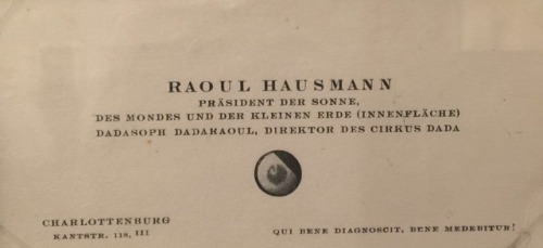 Carte de Visite de Raoul Hausmann