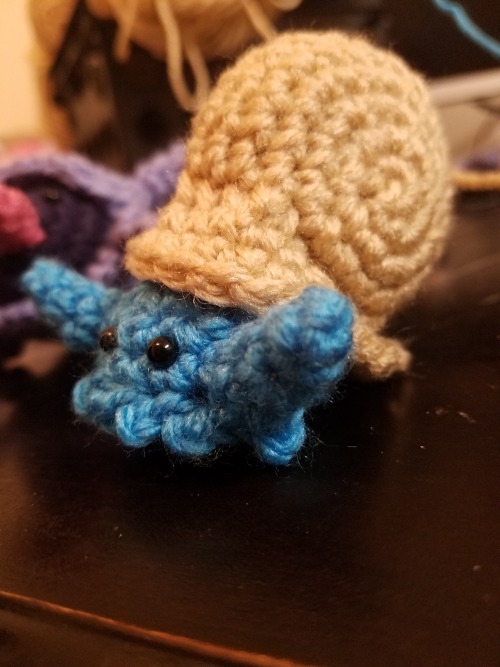 dailypokemoncrochet:A little baby Omanyte!!! The way crocheting in the round works is SO perfect for