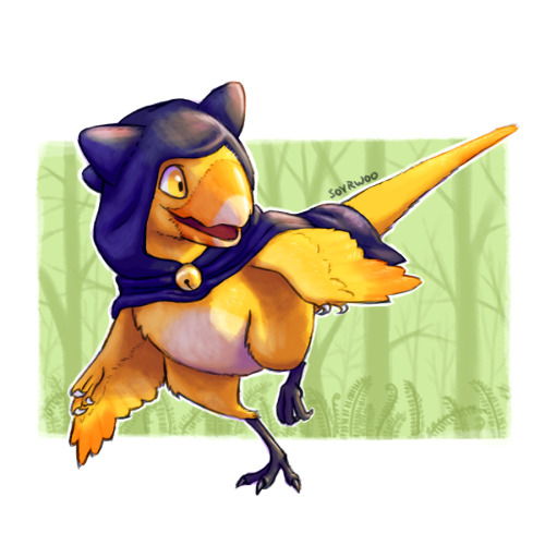 Art Fight attack on micromera (@/HeyMicromera on Twitter) of their candy corn raptor Maizey!