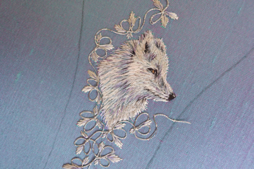 Working on new corset embroideries, I&rsquo;m embroidering them while I&rsquo;m travelling and then 