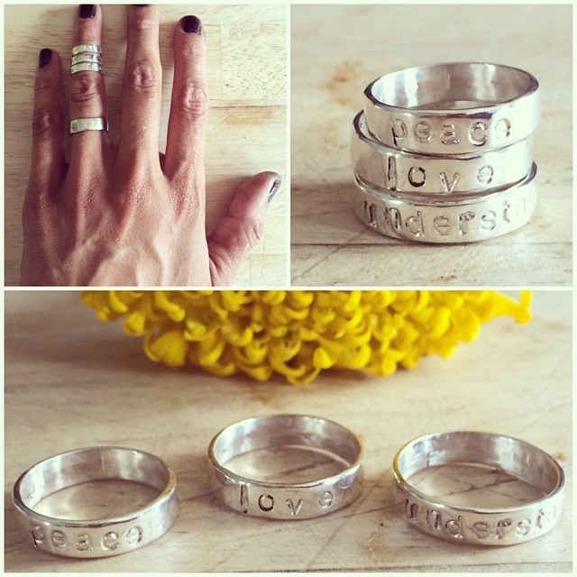 #whatssofunnyabout peace love and understanding - this has been on and in my mind a lot lately. xoxox #midirings #knucklerings #lovinganvil #jewelry #jewelrydesign #silver #sterling #fashion #peace #love #understandjng #ring #rings #fall2014