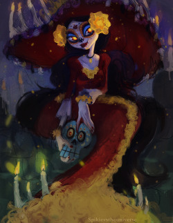 spikievstheuniverse:  La Muerte by Spikie  Go see the book of life!!!! go now!!!!  La Muerte was my favorite character design, but the whole movie is gorgeous!!!  - Spikie