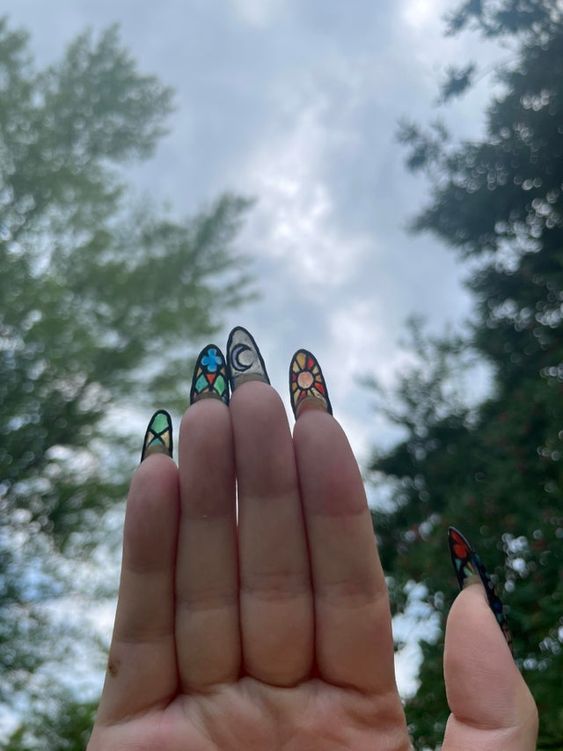 whimsigothwitch:Yall- glass stained acrylic nails