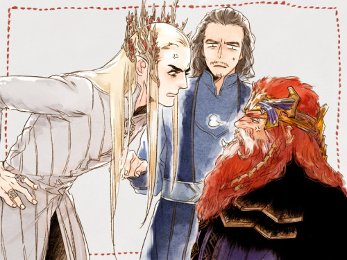 jeza-red:tygermama:jeza-red:sigun-i-loki:Thranduil, Bard and Dain by nico.  Thranduil: I liked you