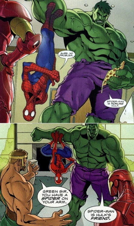 transpeter: if avengers: infinity war doesn’t recreate this comic scene between spider-man and the hulk: then i’ll be really bummed out 