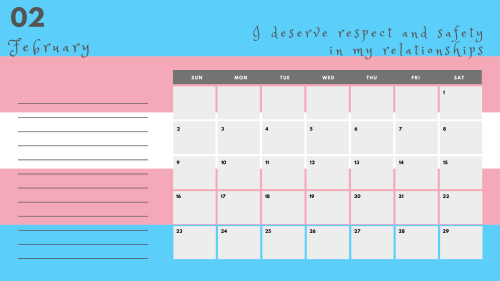queerplatonicpositivity: [ ID: Several versions of a February 2020 calendar with “02 February&