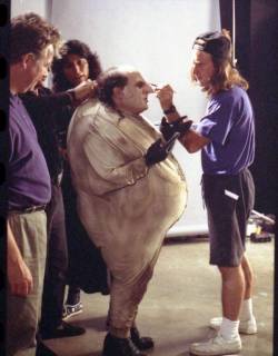 cynema:Danny DeVito becoming The Penguin behind the scenes of “Batman Returns” 1992. Directed by Tim Burton