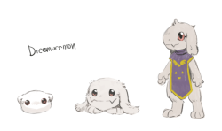 nintenerd64:  feriowind:  i started drawing undertale characters as digimon, here’s the entire dreemurr line  @technotranceremex 