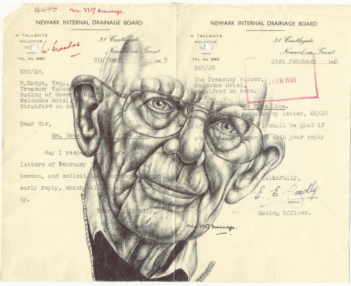 markpowellartist: Bic Biro drawing on 1945 government documents The artist in me loves this. The arc