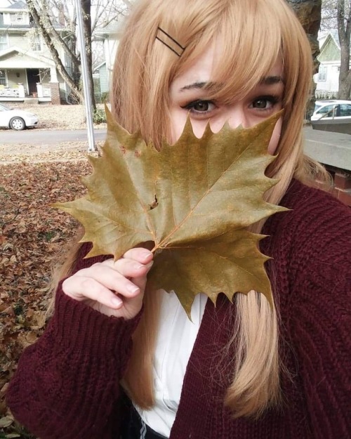 The snow melted and there are HUGE leaves smothering my yard and I wanted to wear my hanamaru wig si
