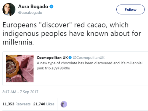 dapperprince3: antiblackness:   cartnsncreal:   White people “discovered” Chocolate and Coca as well. Turned an indigenous drink into “Coca Cola.” Almost everything they have is stolen.    Oh yeah just like they “discovered” our land   Wtf