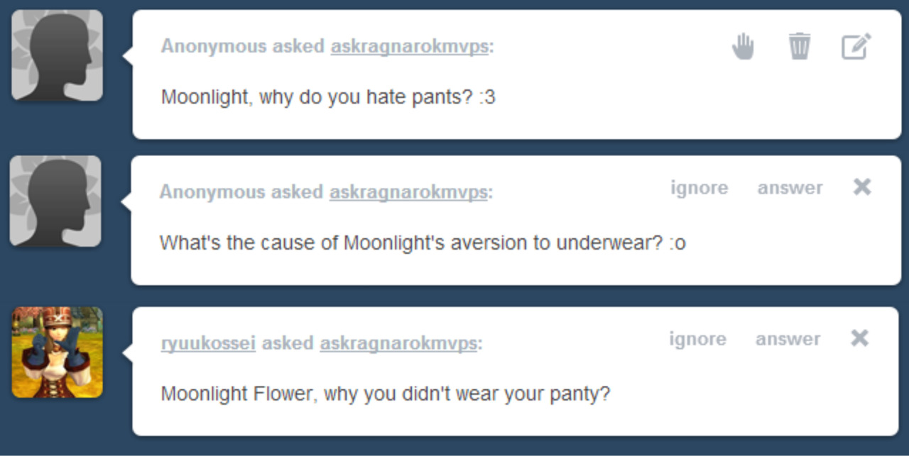 askragnarokmvps:  Moonlight Flower: I always go for convenience, after all~! Did