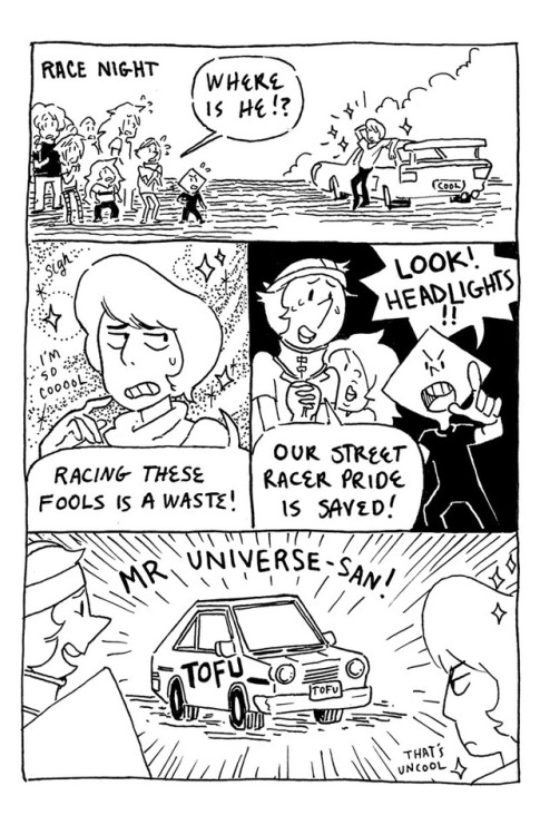 hilaryflorido: Forgot I never posted this. Here’s the Initial D/SU parody comic I did for 2016 Comic Con. I’m still super moved by the people who were into this weird combo. It, admittedly, it a bit of a niche market but it makes me laugh a lot. Also,